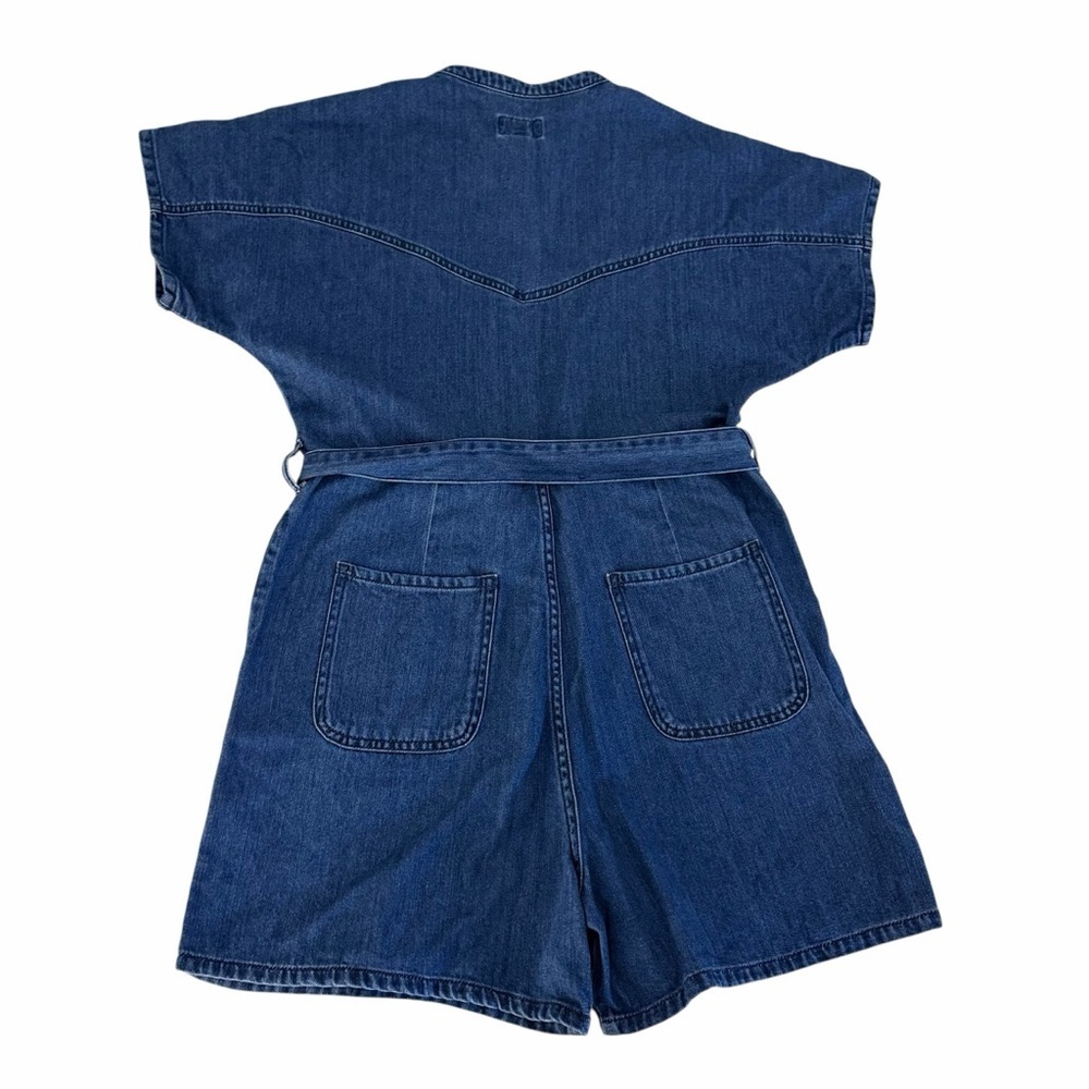 FRANK AND OAK Blue Denim Belted Utility Romper Short Sleeve organic cotton size - Picture 6 of 14